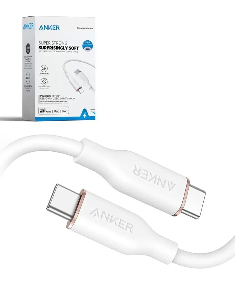 ANKER - Powerline III Flow 6' USB-C To USB-C Connector - White